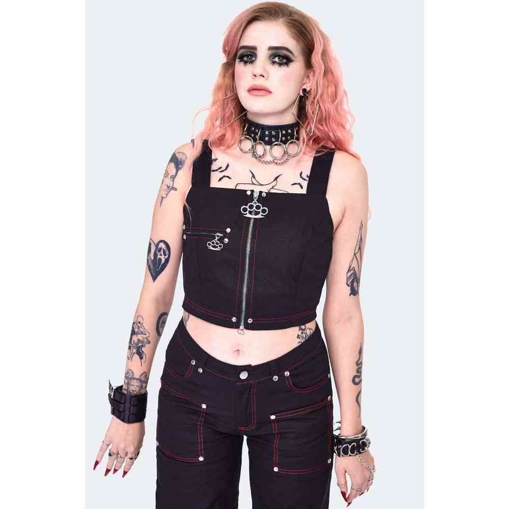 Jawbreaker - Cargo Style Crop top - Noir